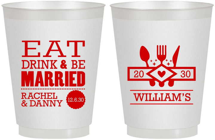 Personalized Wedding 16 oz Frosted Cups - Eat Drink Be Married | 324