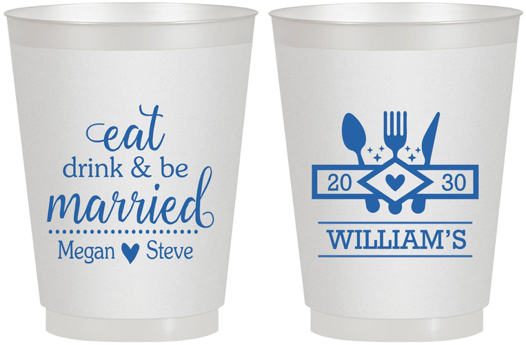 Personalized Wedding 16 oz Frosted Cups - Eat Drink Be Married | 327