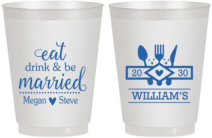 Personalized Wedding 16 oz Frosted Cups - Eat Drink Be Married | 327