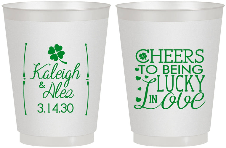 Personalized Wedding 16 oz Frosted Cups - Lucky In Love | 328