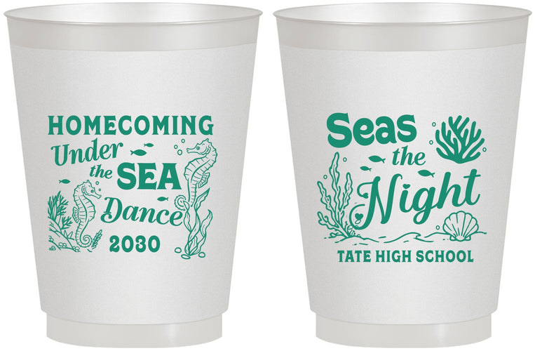 Personalized Homecoming 16 oz Frosted Cups - Under The Sea Dance | 330001