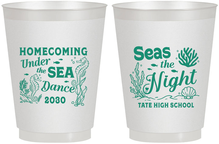 Personalized Homecoming 16 oz Frosted Cups - Under The Sea Dance | 330001