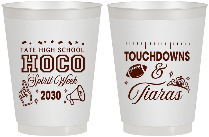 Personalized Homecoming 16 oz Frosted Cups - Touchdowns And Tiaras | 330010