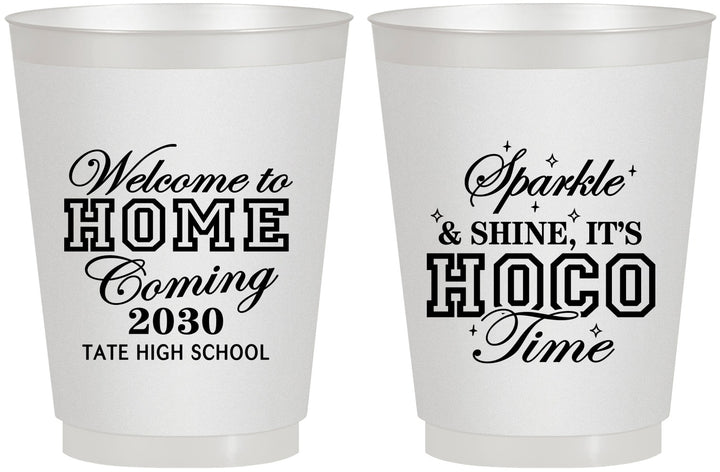 Personalized Homecoming 16 oz Frosted Cups - Sparkle Shine Hoco Time | 330017