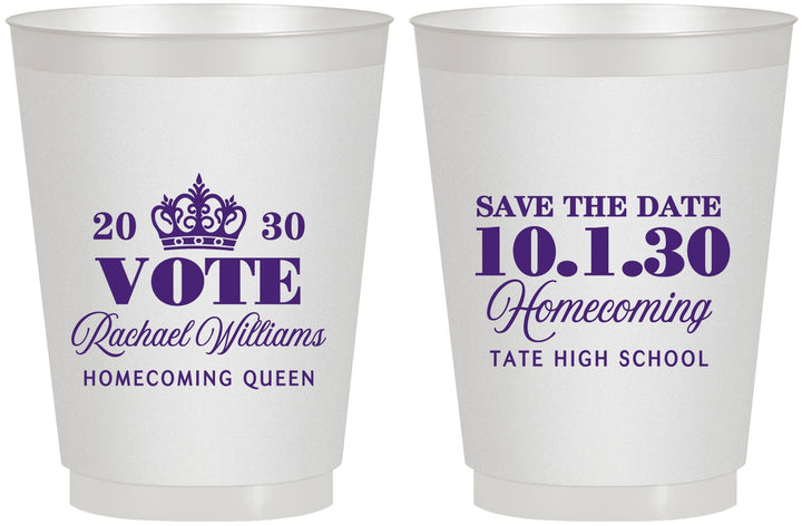 Personalized Homecoming 16 oz Frosted Cups - Hoco Queen Vote | 330020
