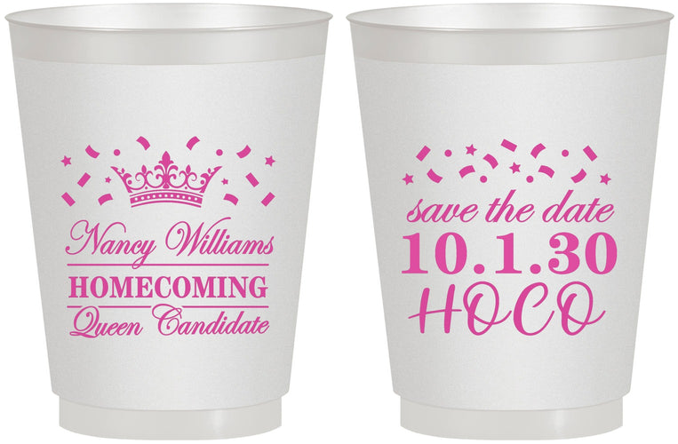 Personalized Homecoming 16 oz Frosted Cups - Hoco Queen Vote | 330024