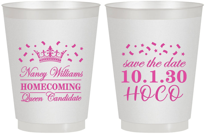 Personalized Homecoming 16 oz Frosted Cups - Hoco Queen Vote | 330024
