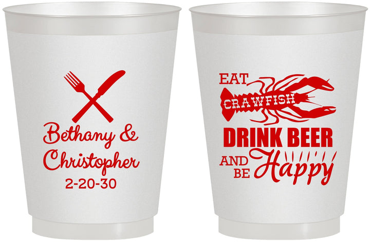 Personalized Wedding 16 oz Frosted Cups - Crawfish Boil | 332