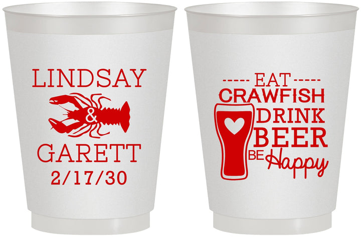 Personalized Wedding 16 oz Frosted Cups - Crawfish Boil | 333