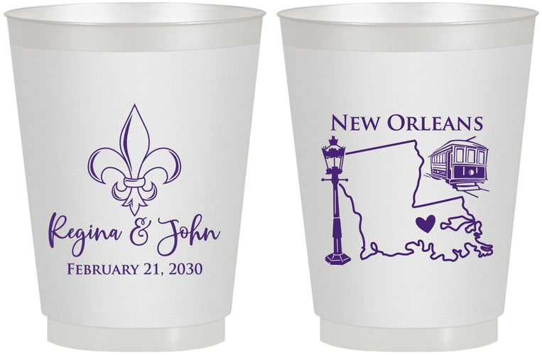 Personalized Wedding 16 oz Frosted Cups - New Orleans | 334
