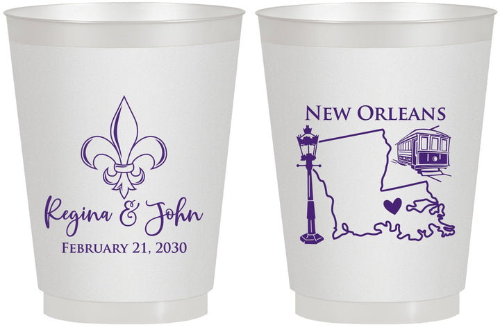 Personalized Wedding 16 oz Frosted Cups - New Orleans | 334