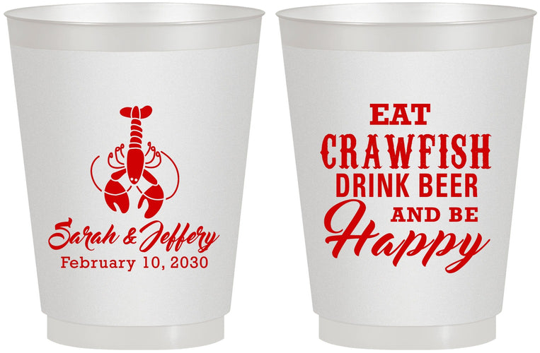 Personalized Wedding 16 oz Frosted Cups - Crawfish Boil | 335