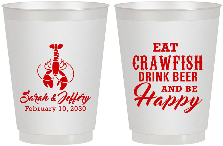 Personalized Wedding 16 oz Frosted Cups - Crawfish Boil | 335