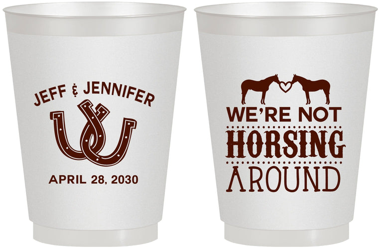 Personalized Wedding 16 oz Frosted Cups - Horseshoe | 340