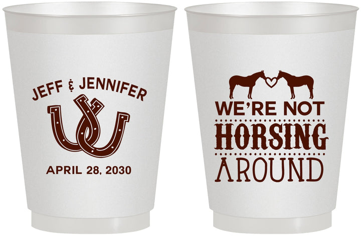 Personalized Wedding 16 oz Frosted Cups - Horseshoe | 340