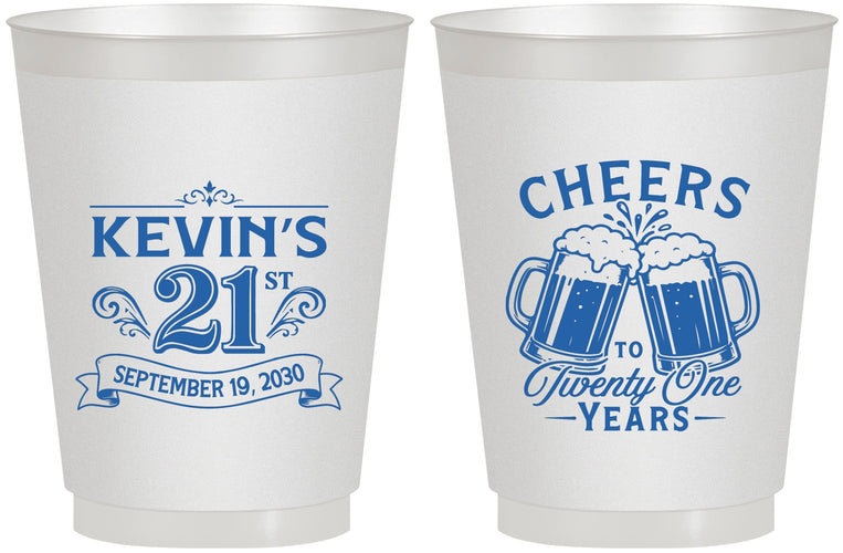 Personalized 21st Birthday 16 oz Frosted Cups - Cheers To Twenty One Years | 340000