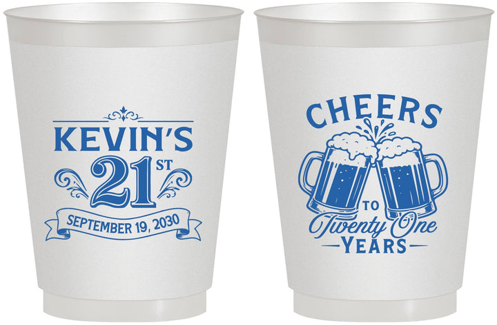 Personalized 21st Birthday 16 oz Frosted Cups - Cheers To Twenty One Years | 340000