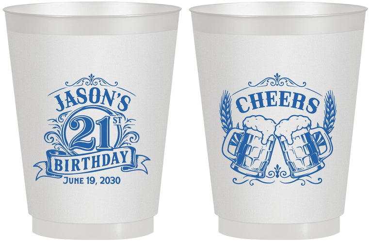 Personalized 21st Birthday 16 oz Frosted Cups - Cheers | 340001