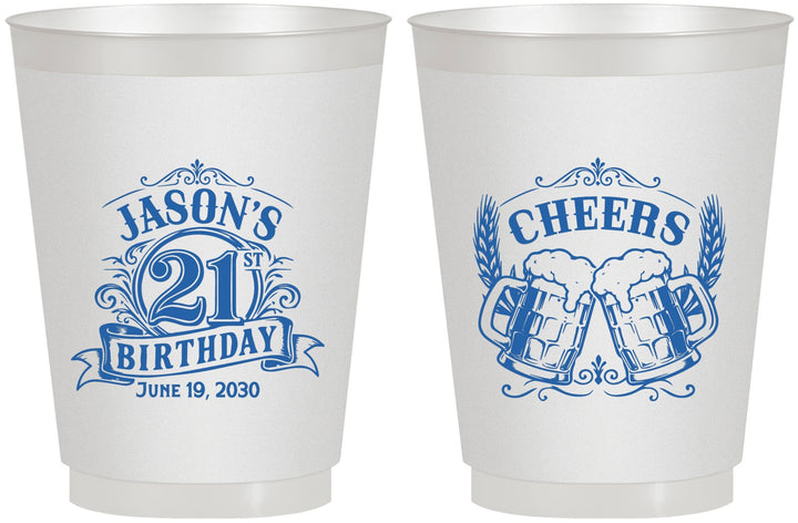 Personalized 21st Birthday 16 oz Frosted Cups - Cheers | 340001