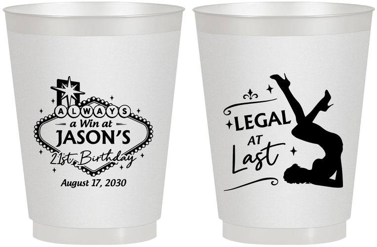 Personalized 21st Birthday 16 oz Frosted Cups - Legal At Last Vegas | 340002