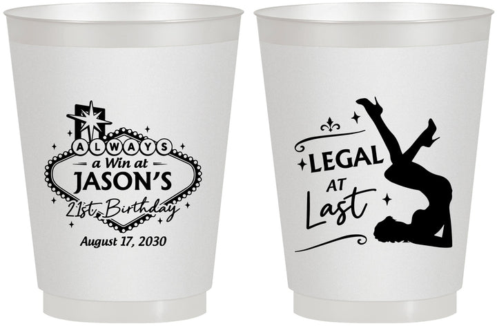 Personalized 21st Birthday 16 oz Frosted Cups - Legal At Last Vegas | 340002