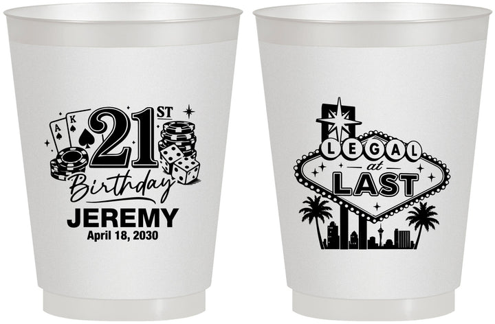 Personalized 21st Birthday 16 oz Frosted Cups - Legal At Last Vegas | 340003