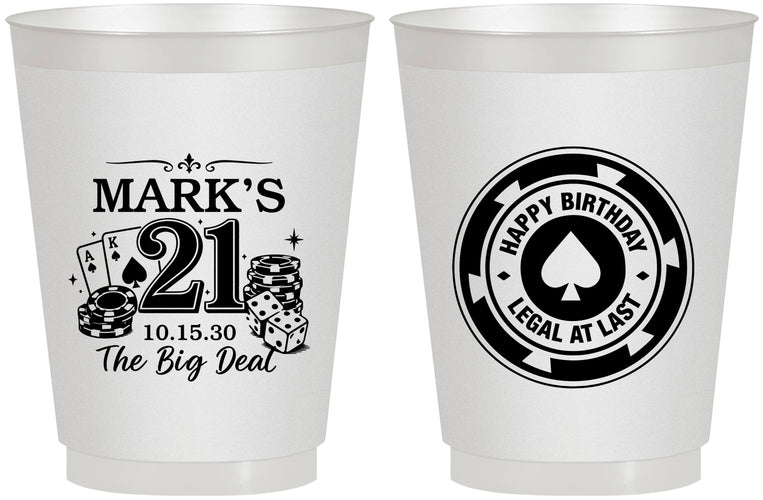 Personalized 21st Birthday 16 oz Frosted Cups - Legal At Last Vegas | 340004
