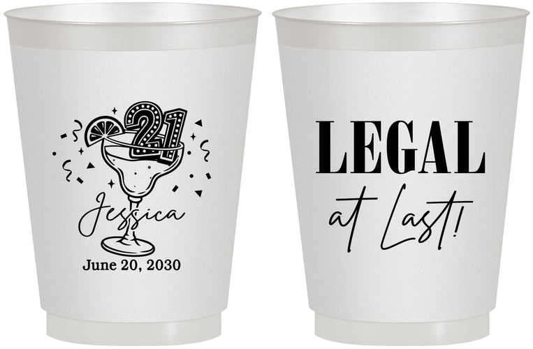 Personalized 21st Birthday 16 oz Frosted Cups - Legal At Last | 340005