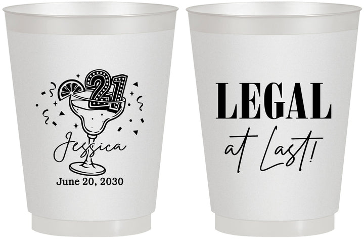 Personalized 21st Birthday 16 oz Frosted Cups - Legal At Last | 340005
