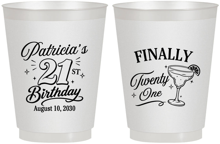 Personalized 21st Birthday 16 oz Frosted Cups - Finally Twenty One | 340008