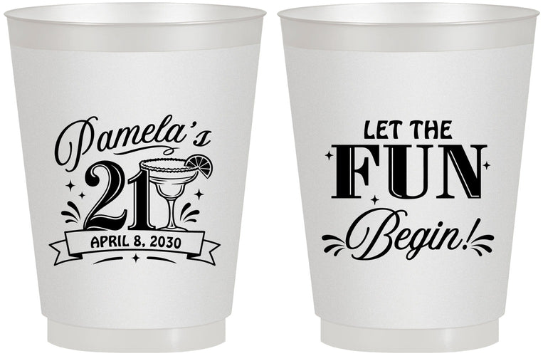 Personalized 21st Birthday 16 oz Frosted Cups - Let The Fun Begin | 340009