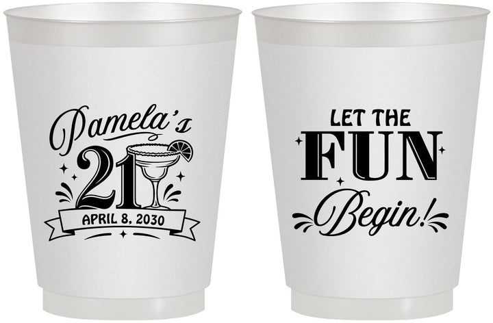 Personalized 21st Birthday 16 oz Frosted Cups - Let The Fun Begin | 340009