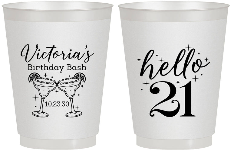 Personalized 21st Birthday 16 oz Frosted Cups - Hello Twenty One | 340011