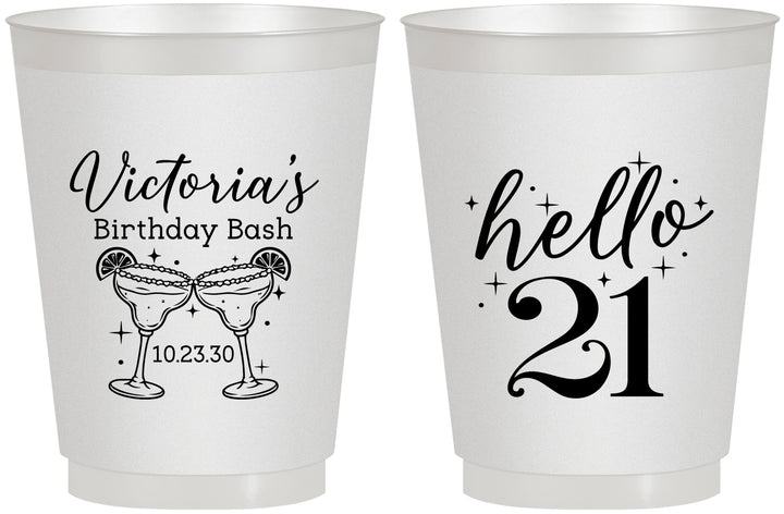 Personalized 21st Birthday 16 oz Frosted Cups - Hello Twenty One | 340011