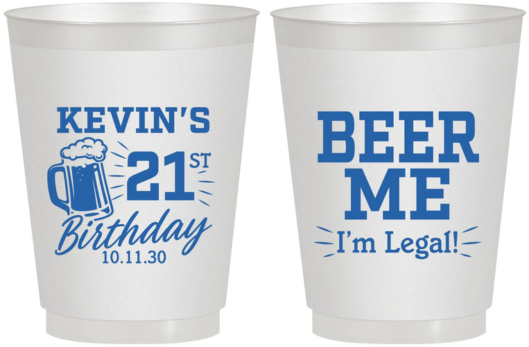 Personalized 21st Birthday 16 oz Frosted Cups - Beer Me I Am Legal | 340014