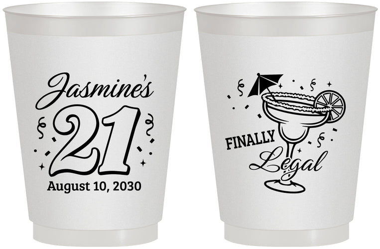 Personalized 21st Birthday 16 oz Frosted Cups - Finally Legal | 340018