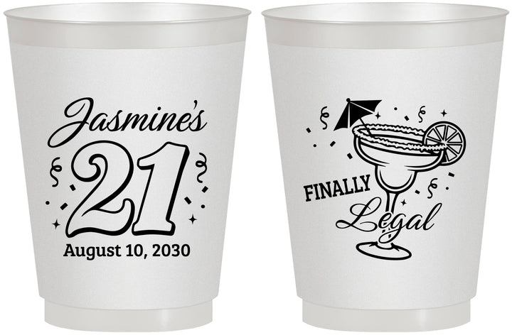 Personalized 21st Birthday 16 oz Frosted Cups - Finally Legal | 340018
