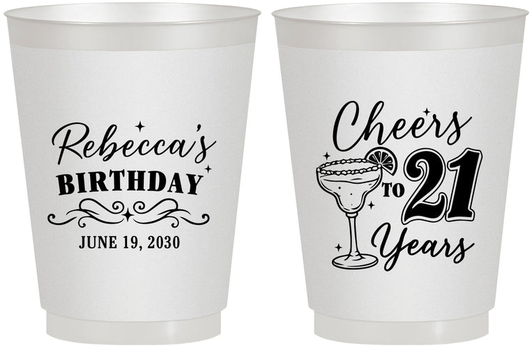 Personalized 21st Birthday 16 oz Frosted Cups - Cheers To Twenty One Years | 340019
