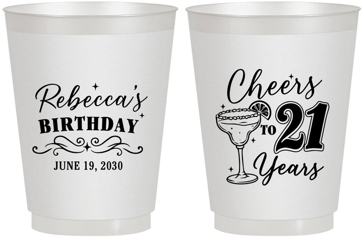 Personalized 21st Birthday 16 oz Frosted Cups - Cheers To Twenty One Years | 340019