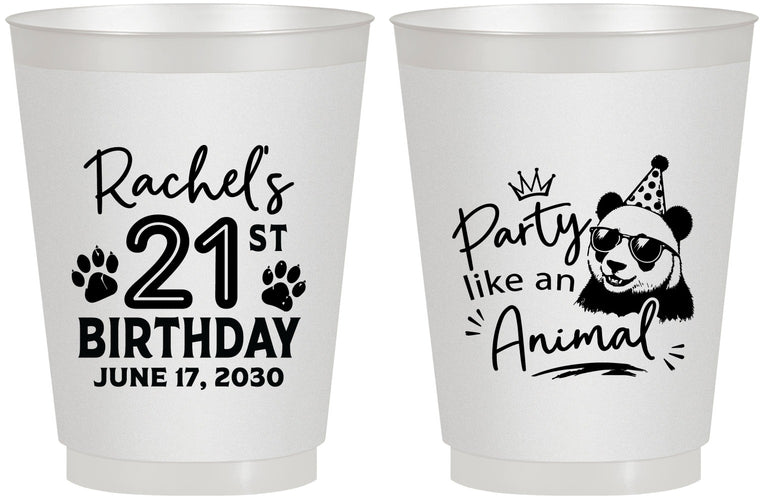 Personalized 21st Birthday 16 oz Frosted Cups - Party Like An Animal Panda | 340021