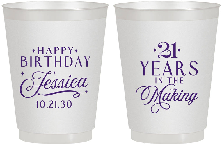 Personalized 21st Birthday 16 oz Frosted Cups - Twenty One Years In The Making | 340023