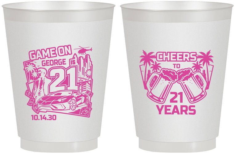 Personalized 21st Birthday 16 oz Frosted Cups - Video Game | 340024
