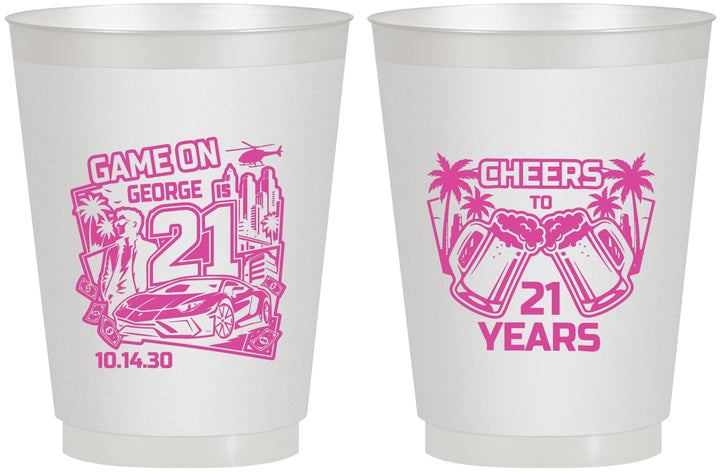 Personalized 21st Birthday 16 oz Frosted Cups - Video Game | 340024