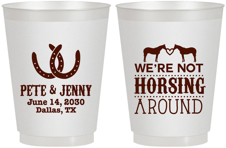 Personalized Wedding 16 oz Frosted Cups - Horseshoe | 342
