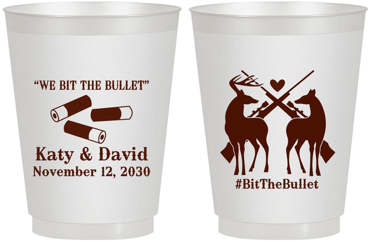 Personalized Wedding 16 oz Frosted Cups - We Bit The Bullet | 343
