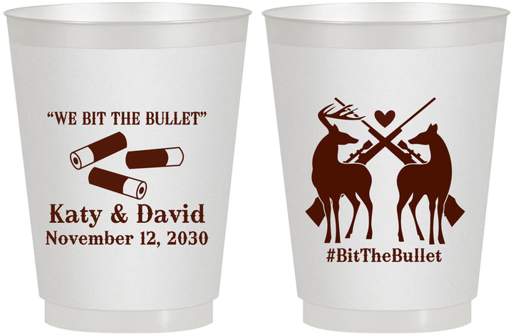 Personalized Wedding 16 oz Frosted Cups - We Bit The Bullet | 343