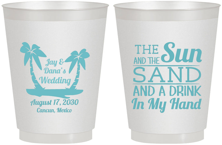Personalized Wedding 16 oz Frosted Cups - Beach | 350