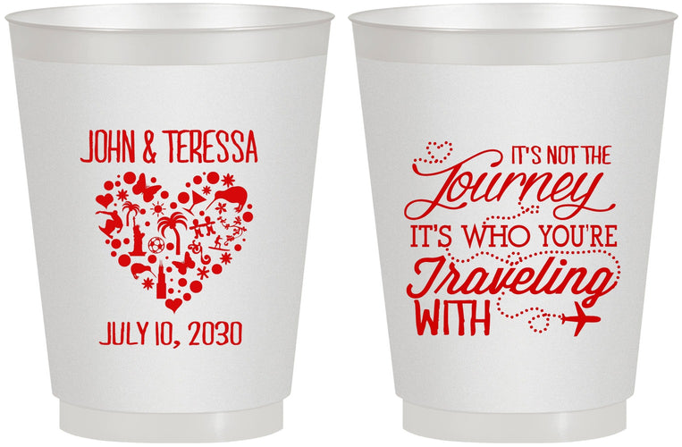 Personalized Wedding 16 oz Frosted Cups - Journey Traveling With | 354