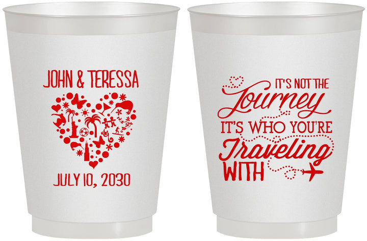 Personalized Wedding 16 oz Frosted Cups - Journey Traveling With | 354