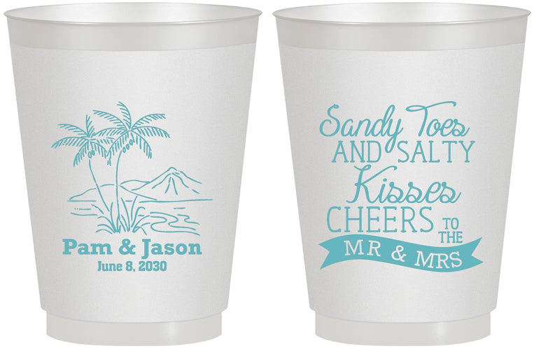 Personalized Wedding 16 oz Frosted Cups - Beach | 358